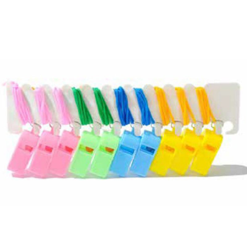 Pack of 10 plastic whistles